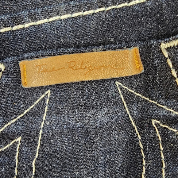 True Religion Dark Denim Pencil Skirt Festival Rodeo Size 27 - Picture 10 of 11